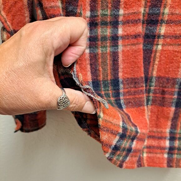 Mac Campbell Flannel Shirt Mens M Red Plaid Wool Blend Vintage XL 80s Hong Kong - Picture 11 of 11